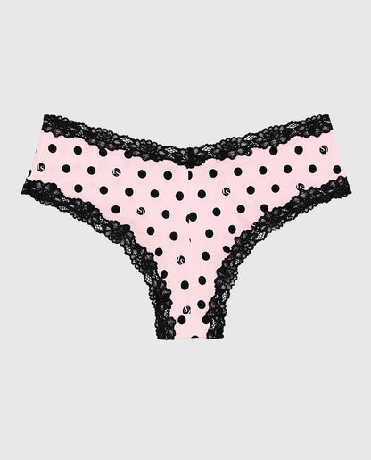 Cheeky Panty with Lace Trim in LS Dot