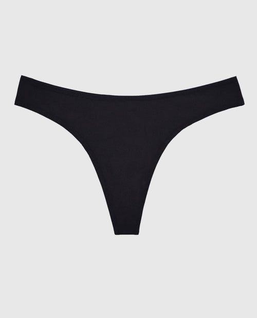 Microfiber Thong Panty in Smoulder Black