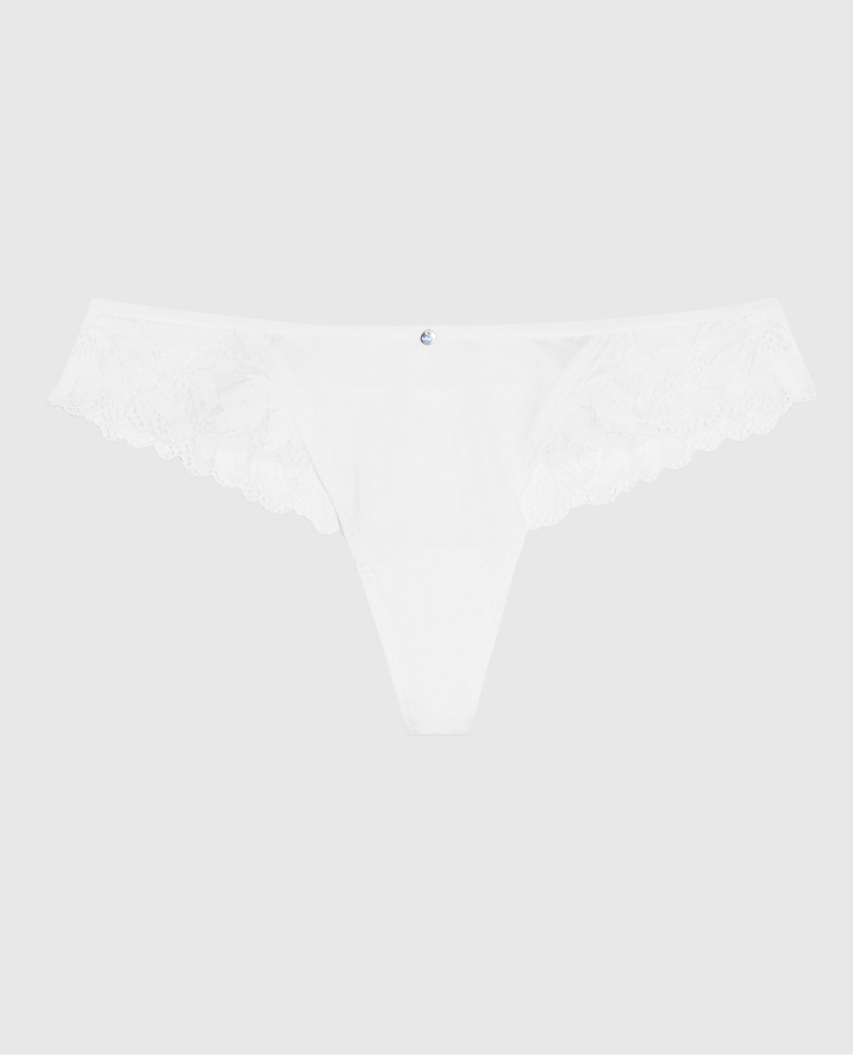 High Leg Lace Thong in Ivory