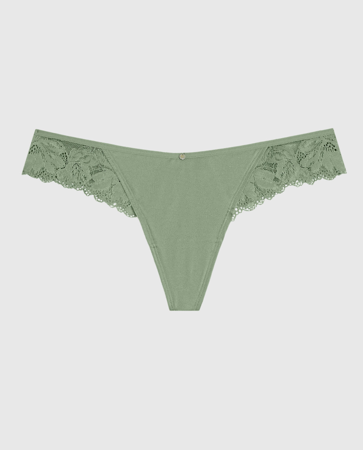 High Leg Lace Thong in Soft Sage