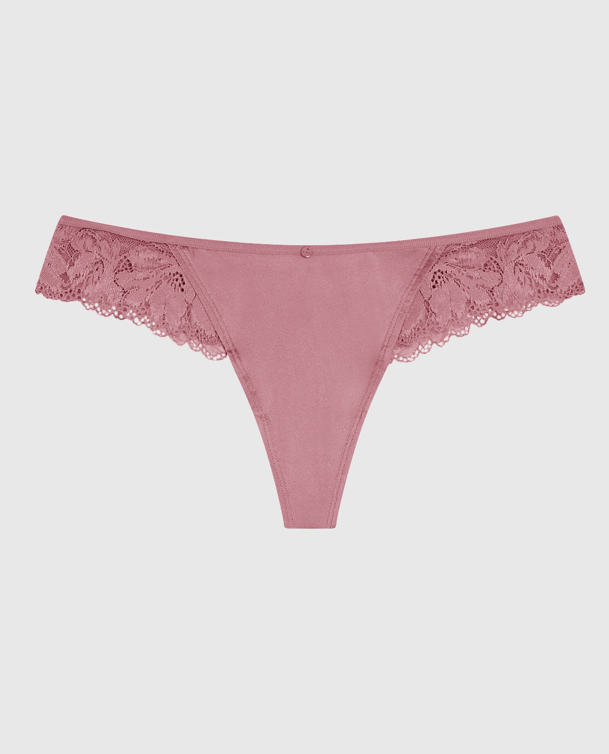 High Leg Lace Thong in Sheer Mauve
