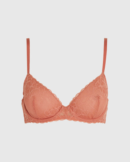 Unlined Lace Demi Bra in Rosy Blush