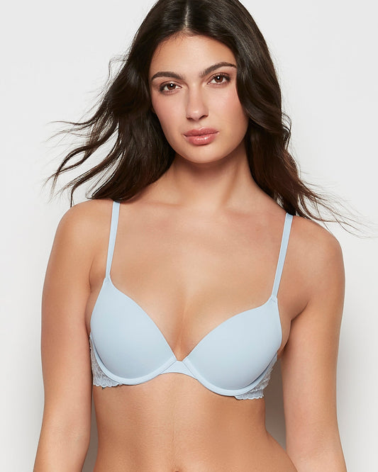 Push Up Bra with Lace Wing in Subdued Blue