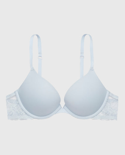 Push Up Bra with Lace Wing in Subdued Blue