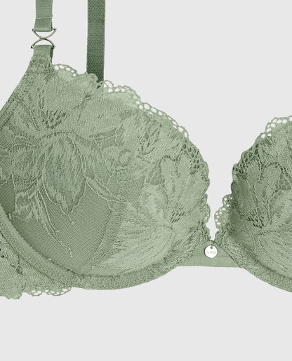 Lace Push Up Bra in Soft Sage