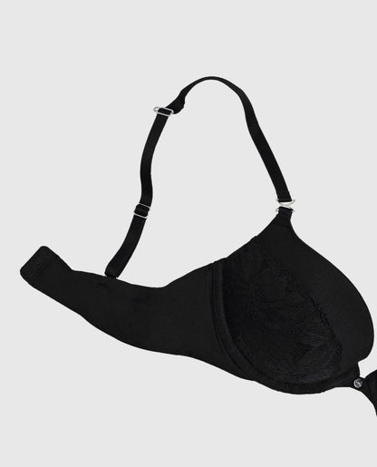 Lace Cup Push Up Bra in Black