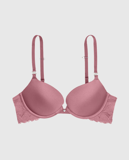 Push Up Bra with Lace in Sheer Mauve