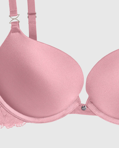 Push Up Bra with Lace in Sheer Mauve