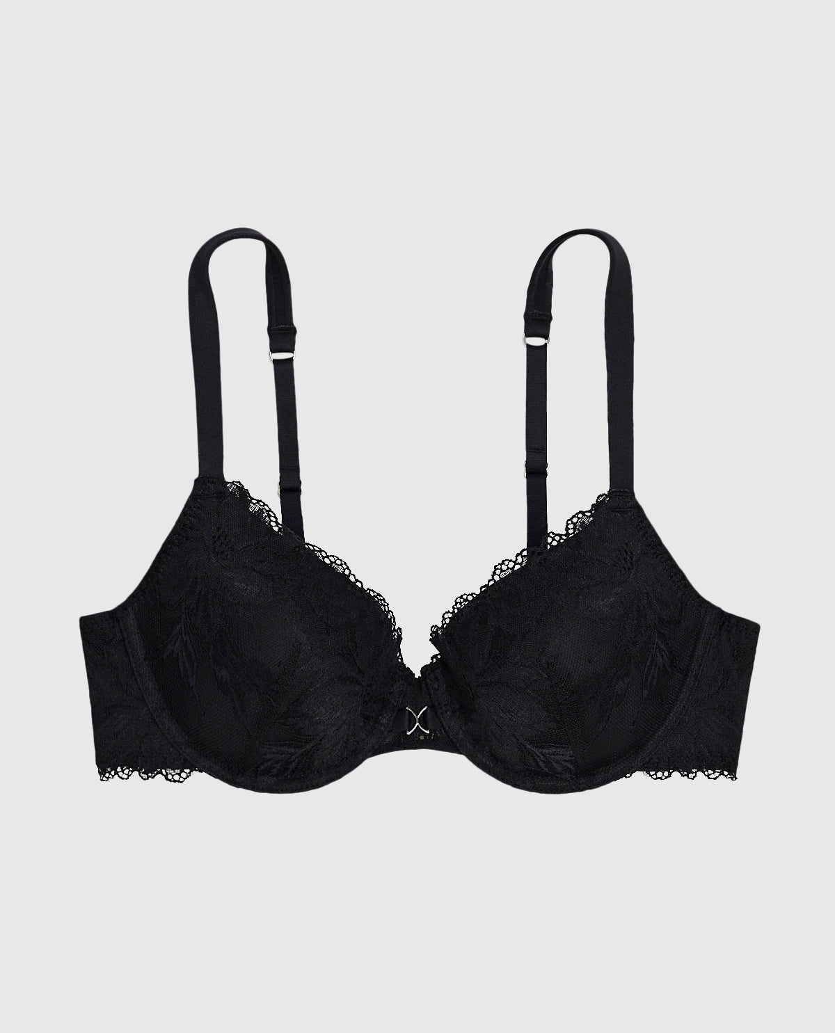 Lightly Lined Lace Full Coverage Bra in Black