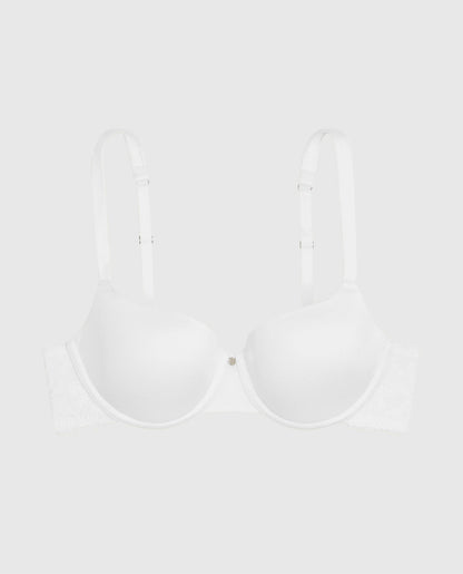 Lightly Lined Balconette Bra with Lace in Ivory