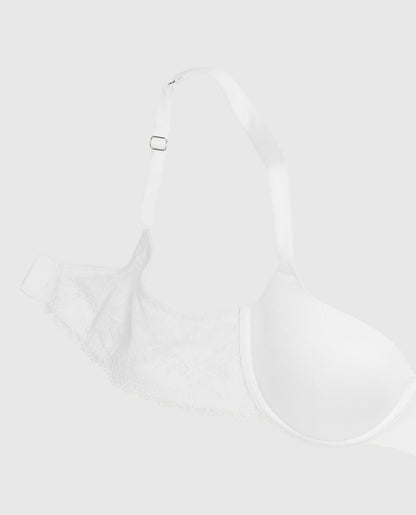 Lightly Lined Balconette Bra with Lace in Ivory