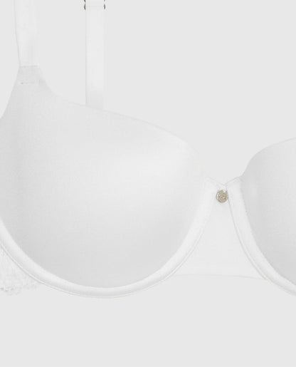 Lightly Lined Balconette Bra with Lace in Ivory