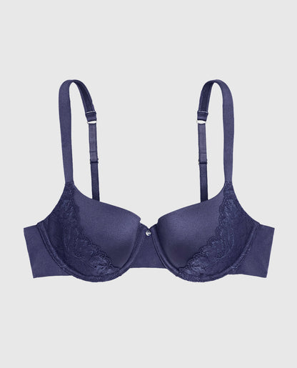 Lightly Lined Balconette Bra with Lace in Dusk Blue