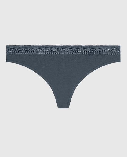 Thong Panty with Elemental Lace in Stormy Weather