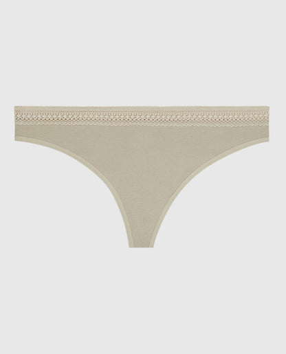 Thong Panty with Elemental Lace in Stone Grey