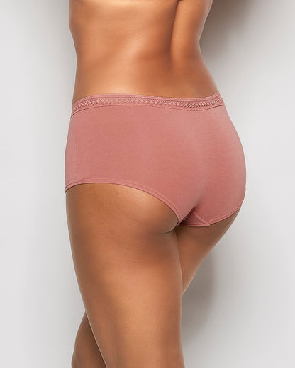 Boyshort Panty with Elemental Lace in Rosy Blush