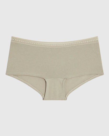 Boyshort Panty with Elemental Lace in Stone Grey