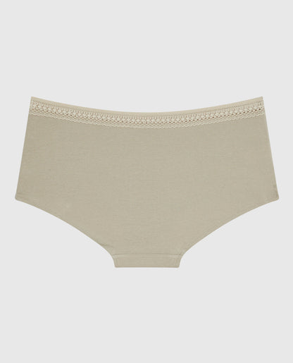 Boyshort Panty with Elemental Lace in Stone Grey