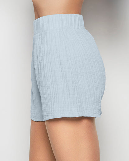 Textured Pajama Short in Subdued Blue