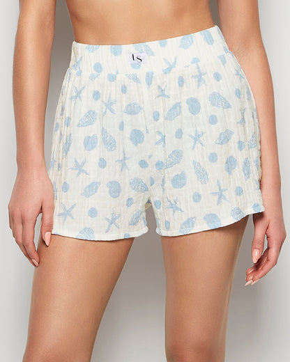 Textured Pajama Short in She Sells Sea Shells