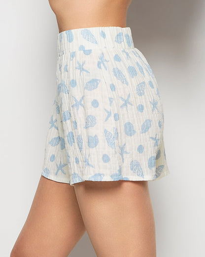 Textured Pajama Short in She Sells Sea Shells