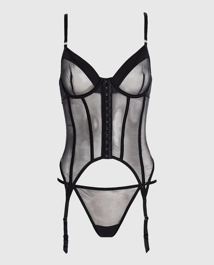 Mesh Hook-and-Eye Merrywidow in Black