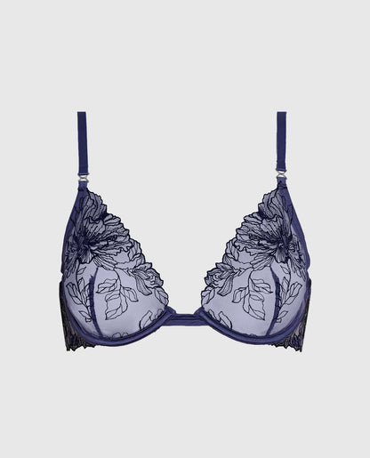 Unlined Plunge Bra in Dusk Blue