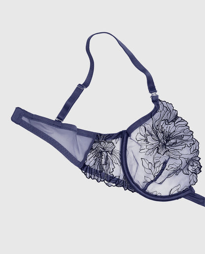 Unlined Plunge Bra in Dusk Blue