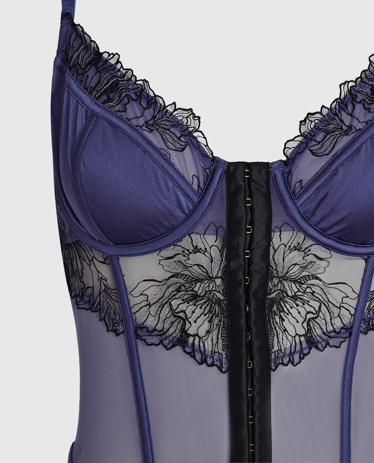 Lightly Lined Lace Bodysuit in Dusk Blue