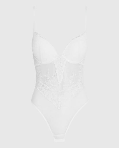 Lightly Lined Lace Bodysuit in Ivory