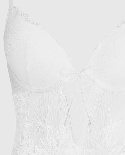 Lightly Lined Lace Bodysuit in Ivory