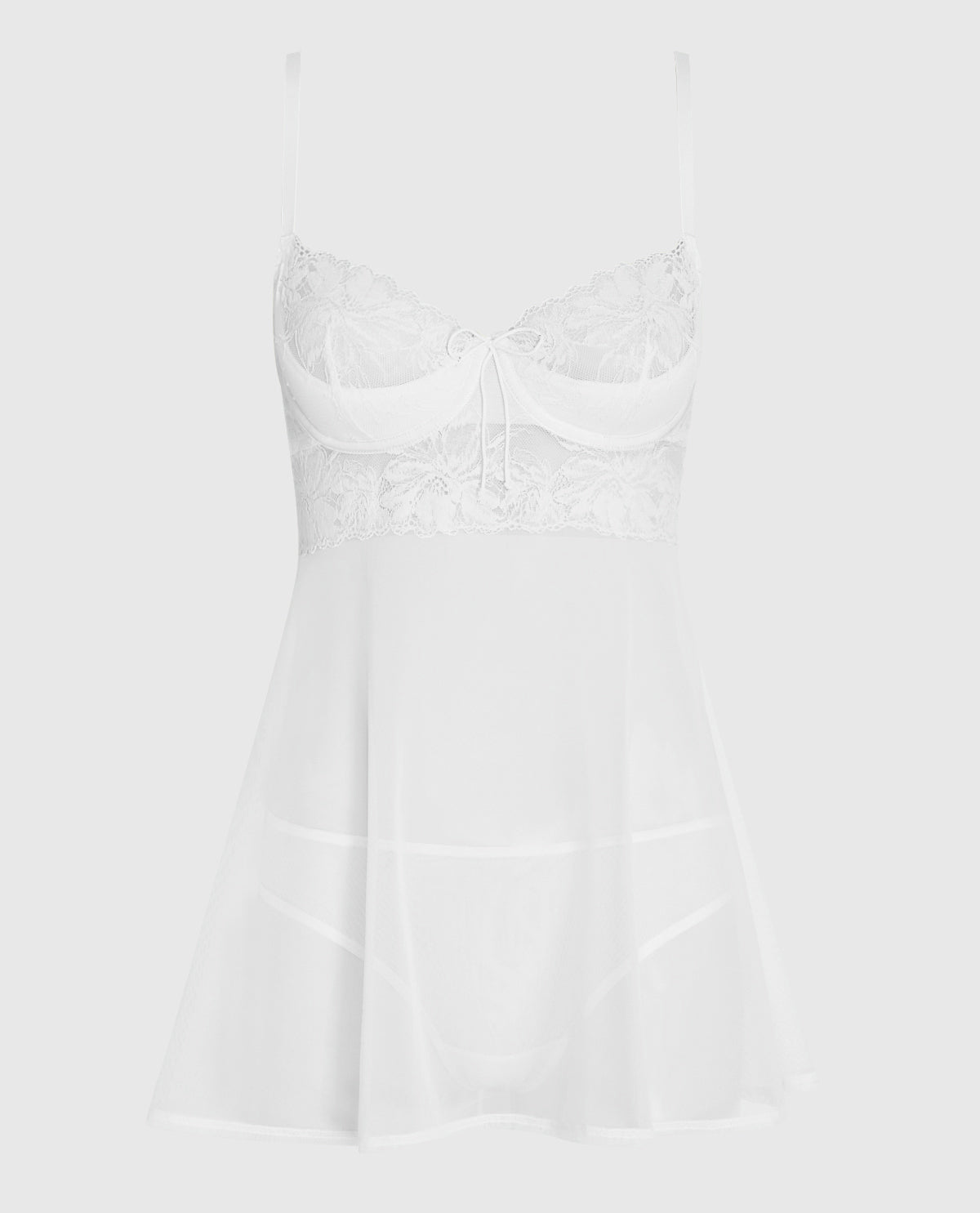 Unlined Balconette Babydoll with a Bow in Ivory