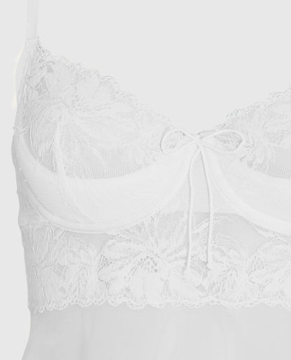Unlined Balconette Babydoll with a Bow in Ivory