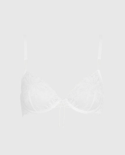 Unlined Lace Demi Bra in Ivory