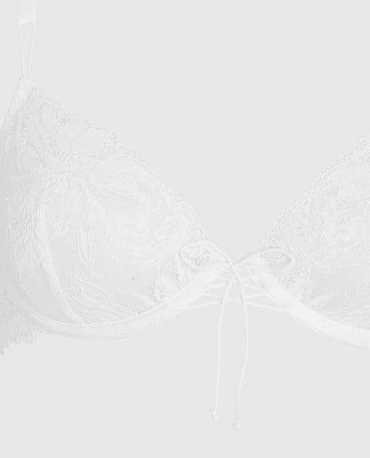 Unlined Lace Demi Bra in Ivory