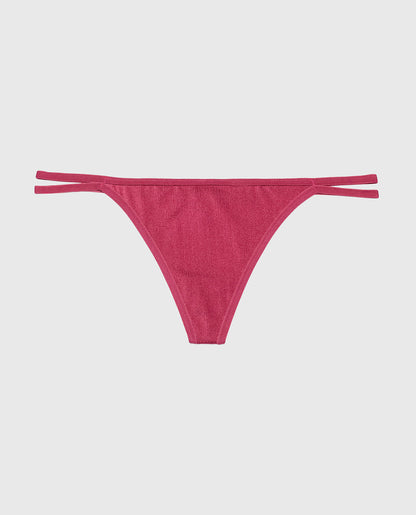 G-String Panty with Bamboo Ring in Electric Rouge