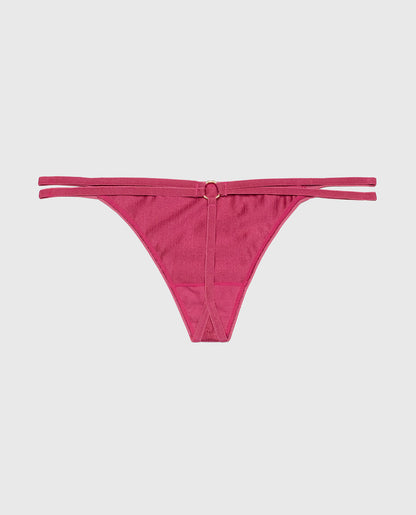 G-String Panty with Bamboo Ring in Electric Rouge