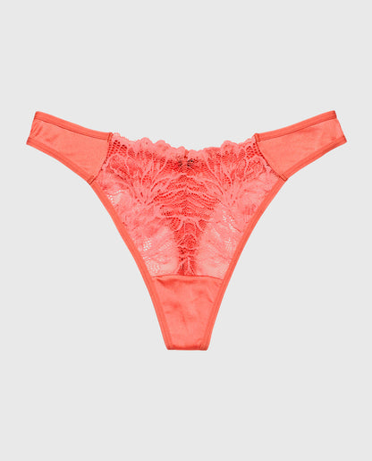 High Leg Lace Thong Panty in Flare