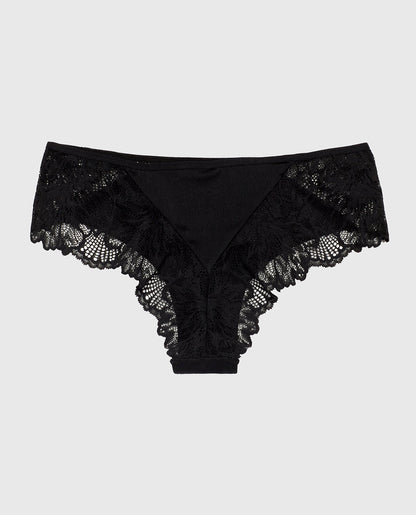 Allover Lace Cheeky Panty in Tuxedo Black