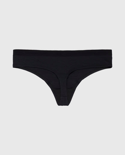 Thong Panty with Vanishing Trim in Tuxedo Black