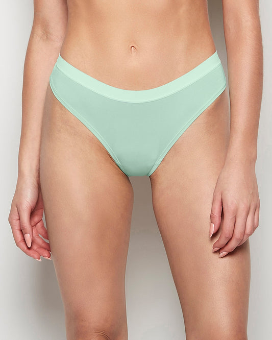 Thong Panty with Vanishing Trim in Mist Green