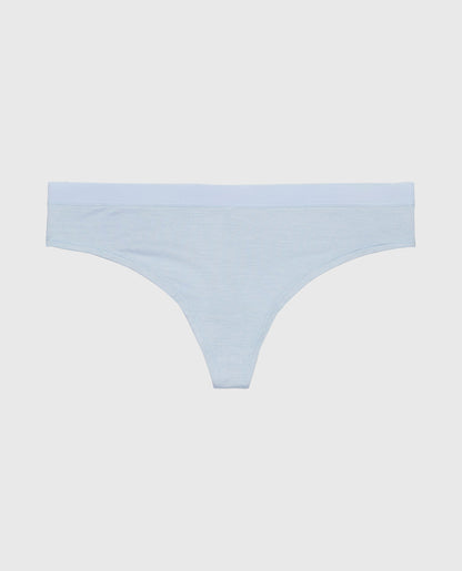 Thong Panty with Vanishing Trim in Subdued Blue