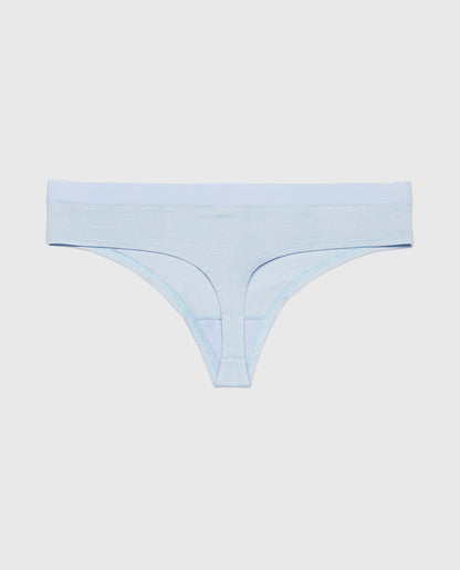 Thong Panty with Vanishing Trim in Subdued Blue