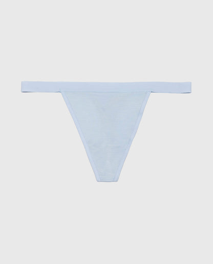G-String Panty with Vanishing Trim in Subdued Blue