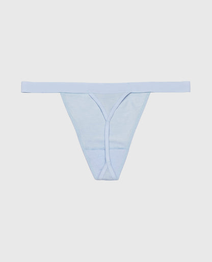 G-String Panty with Vanishing Trim in Subdued Blue