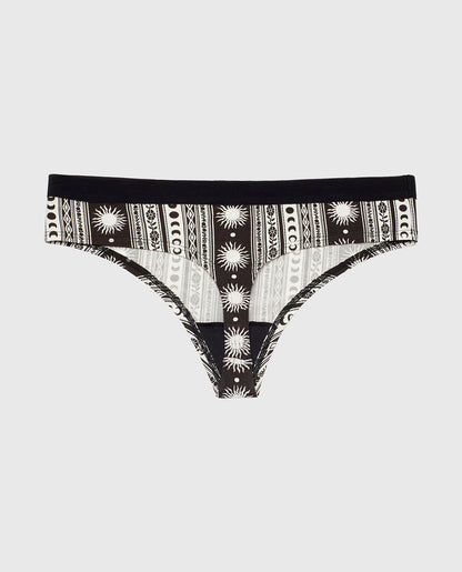 Thong Panty with Vanishing Trim in Boho Stripe
