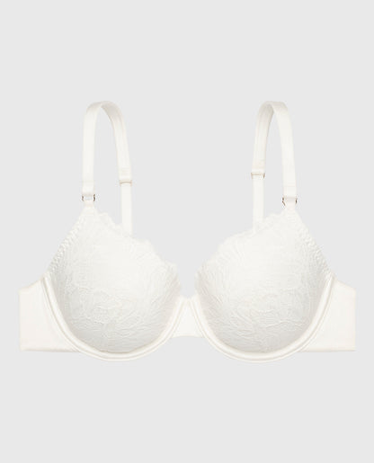 Lightly Lined Full Coverage Lace Bra in Ivory