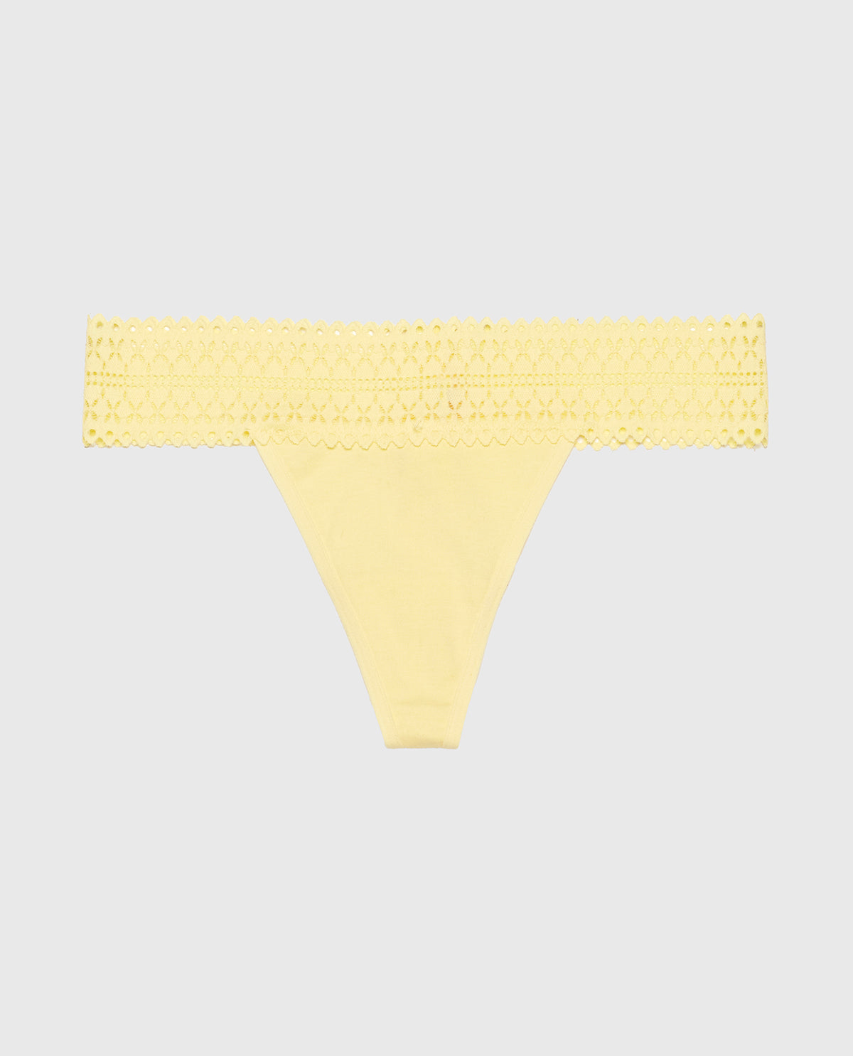 Thong Panty with Lace Trim in Mellow Yellow