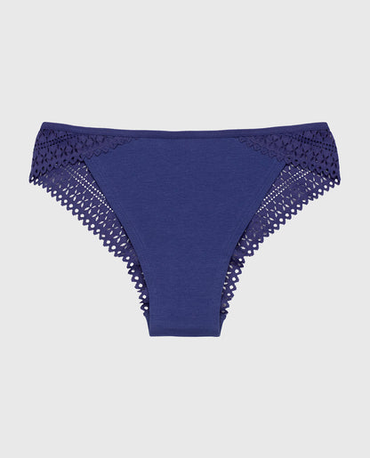 Cheeky Panty with Lace Trim in Dusk Blue