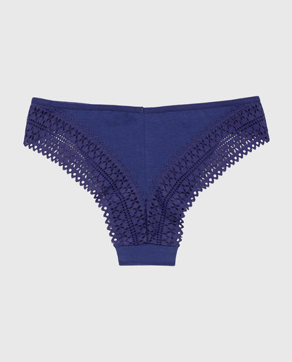 Cheeky Panty with Lace Trim in Dusk Blue